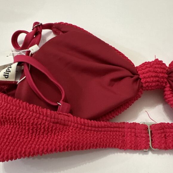 Dipping Daisys Red Coral Bikini Top Size Small NWT Padding - Picture 7 of 9